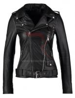 black women leather jacket