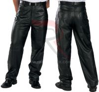 Men black Leather Trouser