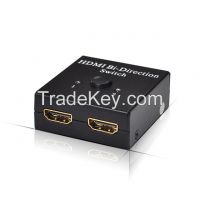HDMI 2 Port Bi-direction Switch manual switch / AB switcher Support 4K 3D
