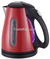 Red color stainless steel electric kettle with water scale