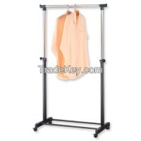 KT Clothes Rail on Wheels Adjustable Telescopic Chrome Plated Steel / Plastic 86X43 X100~174H cm