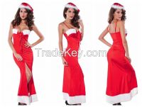2014 New Arrival Sexy Costumes Sexy Santa Christmas Lace Up Long Gown