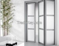 BFD-15 LigWhite Obscure Glass Double +Sinlge Bi-Fold Door