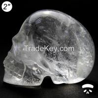 3 inch rock crystal carved skull for christmas gift home decor reiki, crystal healing