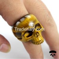 wholesale natural carved gemstones skull Rings