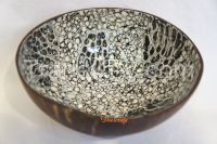 lacquer bowl eggshell silver metallic inlaid coconut shell bowl in Vietnam high quality bowl