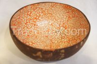 lacquer bowl eggshell inlaid orange color coconut shell bowl in Vietnam high quality bowl