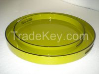 lacquer tray handmade in Vietnam round shape yellow color