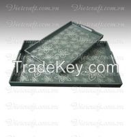 lacquer tray grey color tray multi design tray handmade tray
