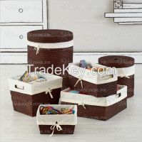 rattan basket, laundry basket dark brown color handmade in Vietnam