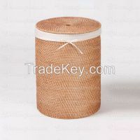 rattan basket, laundry basket yellow color handmade in Vietnam