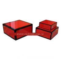 lacquer box jewelry box handmade in Vietnam wholesale lacquer box red glossy color