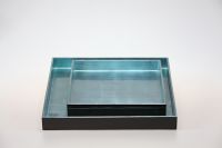 lacquer tray handmade in Vietnam light blue color