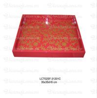 lacquer tray handmade in Vietnam red color gold metallic design