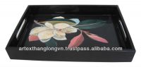 lacquer tray handmade in Vietnam hand-painting flower