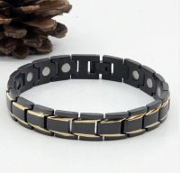 Men's strong gold-black color titanium magnetic bracelet