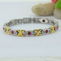 Wholesale Gold Stainless Steel Magnetic Bracelet Designs with Colorful Zircon Stones For Women