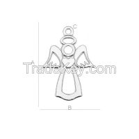 925 Sterling Silver Angel with Heart Charm, Pendant (rhodium, gold or rose plating available)