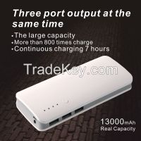 Fast charger 13000mah mobile power bank with 3 USB ports