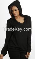 Womens Black Solid Hooded Sweat Shirt