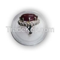 Aqeeq Silver Ring With zircon