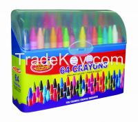  64 Crayons pack in PP plastic case