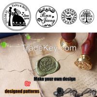 Vintage metal sealing wax stamp with custom stamp logo designed patterns or your design for wedding and work
