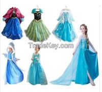 New 2015 baby girls dress frozen girl dresses set of clothes & anna elsa summer dress children princess dress