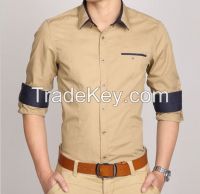 men's shirt stripe design  embroidery short sleeve fashion slim fit men shirt with factory price china