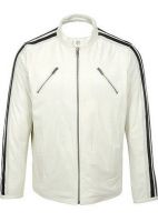 New Modes Men White Leather Jacket