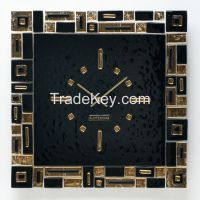 Wall clock made of glass with the addition of gold S-Interiors Oro Domino