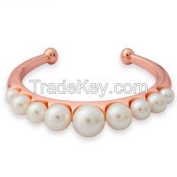 Rose Gold Cuff Pearl Bangles