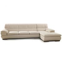 Living room leather L shaped sofa with wooden frame and high density foam design