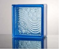 Blue sea wave glass block
