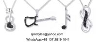 Perfect Christmas Gift Creative Guitar Pendant 925 Silver Black +White Color Customiszed Service Available