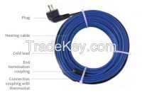 Double-core cable heating section with bimetal thermostat & plug for freeze protection pipes and tanks (ETM)