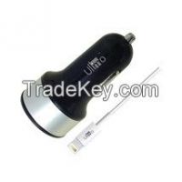 Dual Port Car Charger with MFI Cable