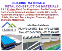 Insulated Cladding/ Roofing Insulation materials / Sandwich Panels - UAE/Dubai/Qatar/Oman/Middle East/AFRICA/India