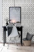 Self adhesive Removable wallpaper, tapestry - Trellis wallpaper pattern print - 102 GRAVEL/ SNOW