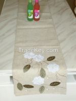 Embroidered patches table runner linen type cloth