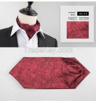 Men Classic Polyester Jacquard Weave Paisley Ascot Cravat Tie For Men