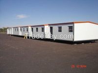 Modular oil or mining camp container for temporary domitory