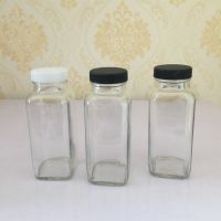 8oz french square glass juice bottle