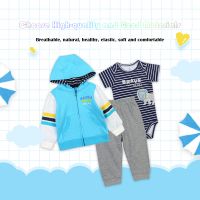 Romper jacket and pants set 3pcs infant clothing rompers wholesale baby boys clothes set