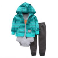 Romper jacket and pants set 3pcs infant clothing rompers wholesale baby boys clothes set
