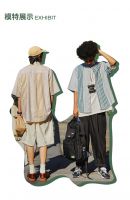 Factory Custom Design 100% Cotton Luxury Striped Boy's Shirts Arc Hem Short-Sleeved Shirts for Men