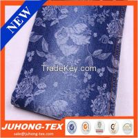 Pretty flowers jacquard denim fabric with composition price.