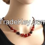 Chinese Traditional Necklace with Dark Red Precious Stone