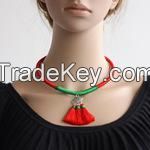 Chinese Traditional Necklace with Red Silk Fall