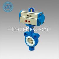Wafer butterfly valves with pneumatic actuator